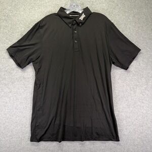 PXG Polo Shirt Mens Large Black Solid Parsons Xtreme Golf Performance Stretch